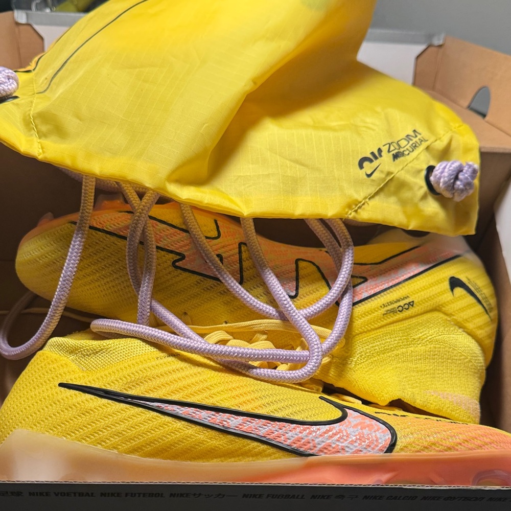 Nike Zoom Mercurial Yellow and Purple Cleats